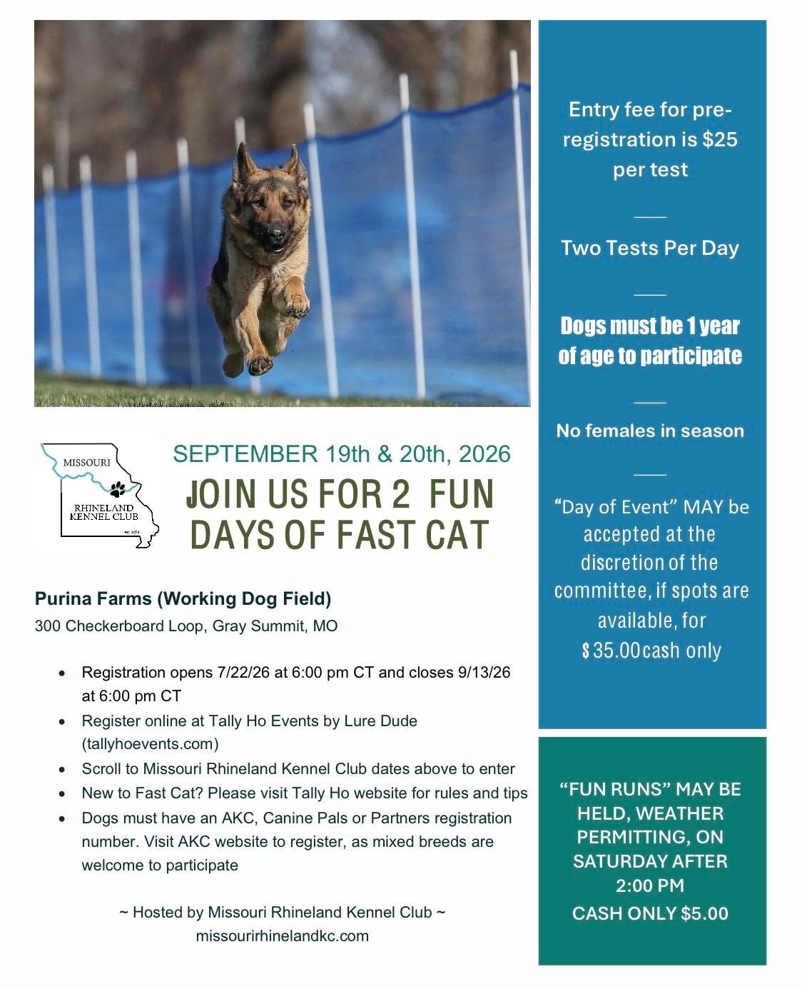 MRKC Fast CAT September 19 & 20, 2026 flyer